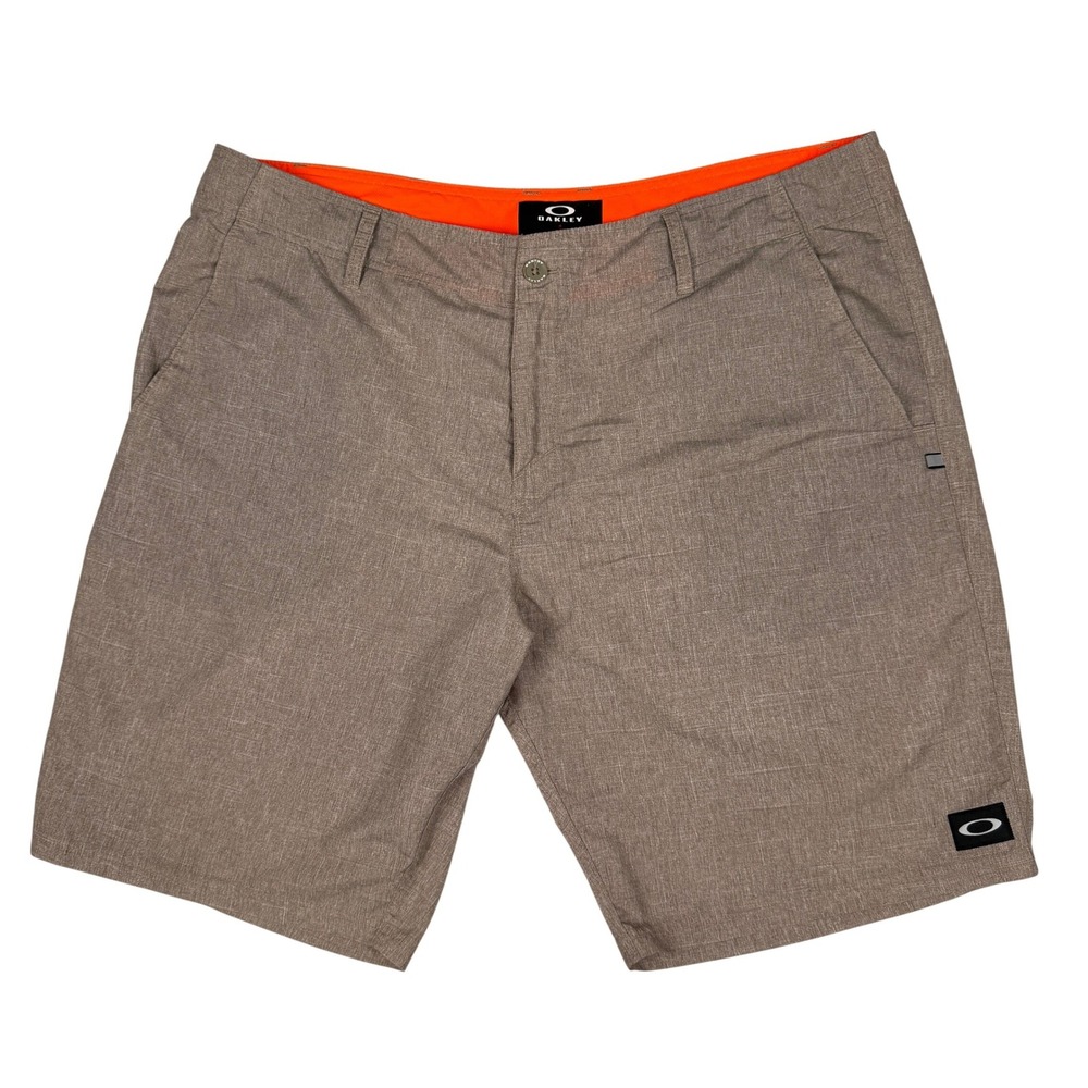 Oakley Shorts Mens 40 Tan Heather Flat Front Casual Golf 10" Inseam Activewear